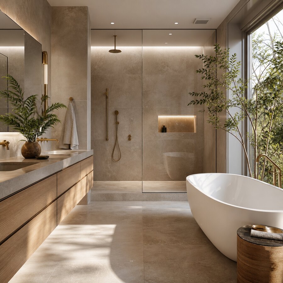 Después de renovar un baño pequeño moderno con colores claros y mejor iluminación