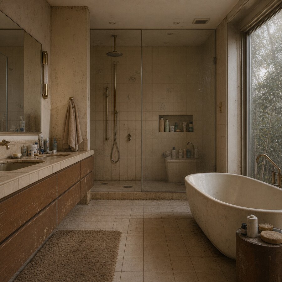 Antes de renovar un baño pequeño oscuro y poco funcional