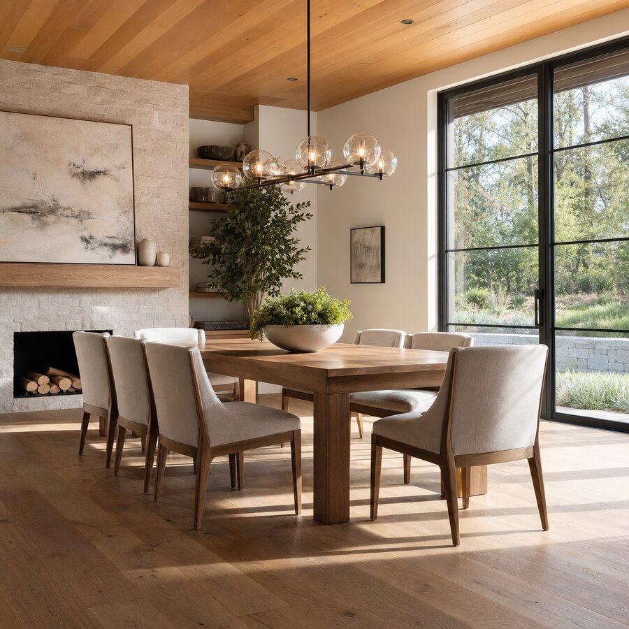 Comedor pequeño moderno después de una propuesta de rediseño con IA